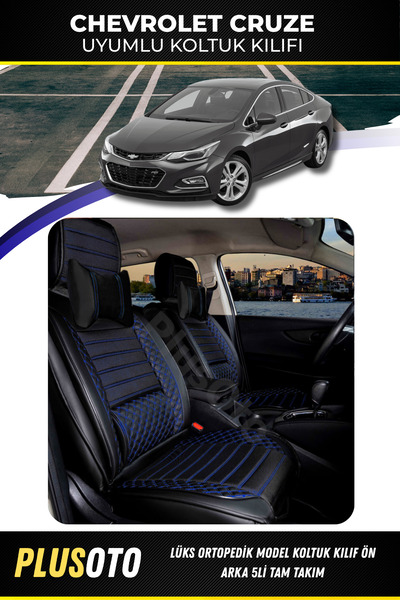PlusOto مجموعة أغطية مقاعد السيارة المتوافقة مع شيفروليه كروز بلس لوكس باللون...