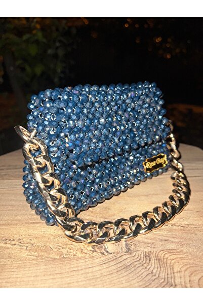 Rose Kristal boncuk çanta abiye çanta şık gece