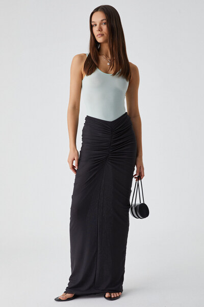 GRIMELANGE Chiles Women's Slim Round Neck Sleeveless Snap Fastener Mint Green Blouse