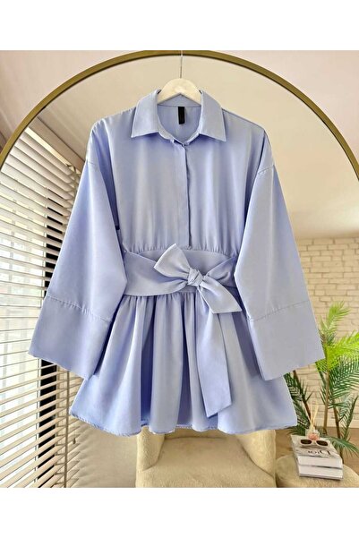 Genel Markalar Trend Beli Kuşak Detaylı Gömlek