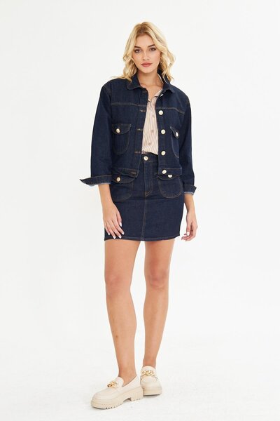 BELISTIL Jachetă din denim bleumarin/indigo, Fustă din denim, Set din denim