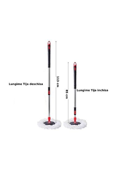 PAA-home PAA-home Rotary Mop Set, Bucket with Removable Wringer, 360° Handle, 2 Cloths, Black Red