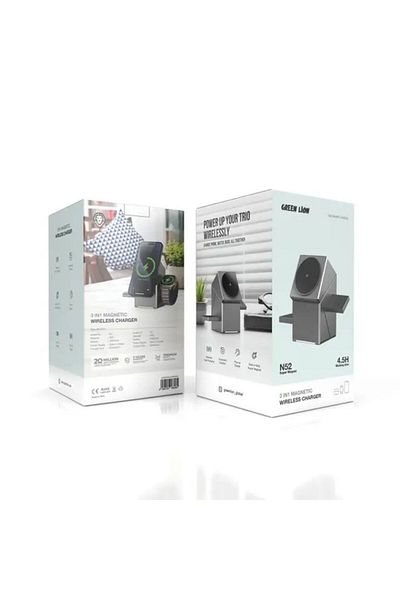 Green Lion Power Trio 3 In 1 Wireless Charger, 4.5h Working Time, 15W Phone Charging, 3W Airpod & Wa