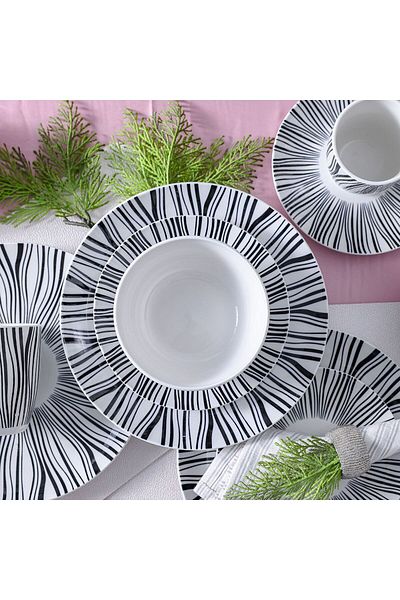 Danube Home Apollo 16-Piece Color Glazed Stoneware Dinner Set -Serves 4 Black