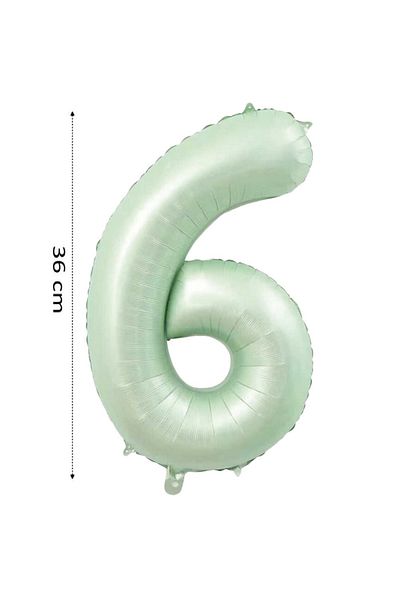 Onay Store Foil Balloon 6 Number Helium Balloon 36 cm Retro Green Color - 6 Years Old Balloon - 6 Years Old Balloon -6 Number Balloon