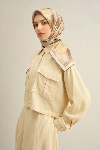 Armine Eșarfă din twill de mătase pură cu model 9314- 06