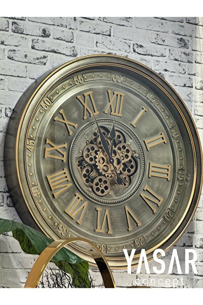 YASAR CONCEPT Tickor Metal Çarklı Duvar Saati 80 Cm