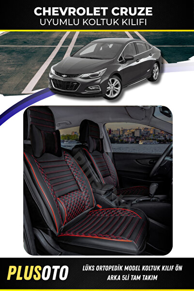 PlusOto مجموعة غطاء مقعد السيارة المتوافقة مع شيفروليه كروز بلس لوكس باللون ا...