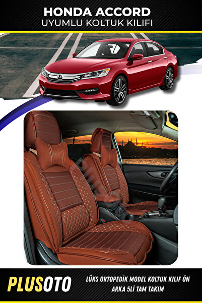 PlusOto مجموعة أغطية مقاعد السيارة المتوافقة مع سلسلة Honda Accord Plus Lux S...