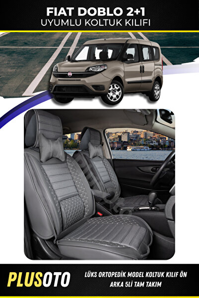 PlusOto مجموعة أغطية مقاعد السيارة المدخنة المتوافقة مع سلسلة Fiat Doblo Plus...