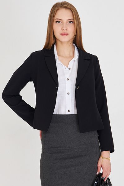 armonika Dámská černá jednoknoflíková Crop Jacket Arm-22y001237