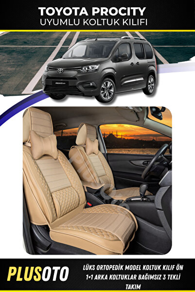 PlusOto مجموعة أغطية مقاعد السيارة باللون البيج المتوافقة مع Toyota Procity R...