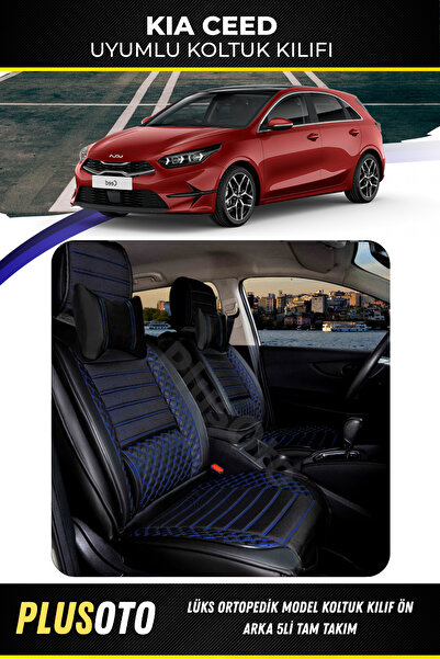 PlusOto Kia Ceed Compatible Plus Lux Series Black Blue Car Seat Cover Set of ...