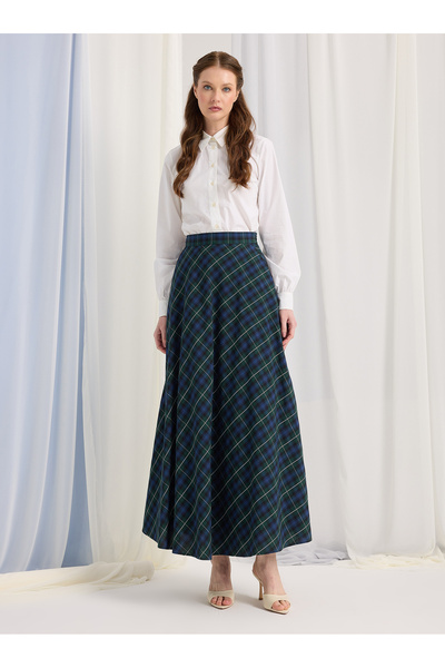 Store Wf Green Plaid Maxi Skirt