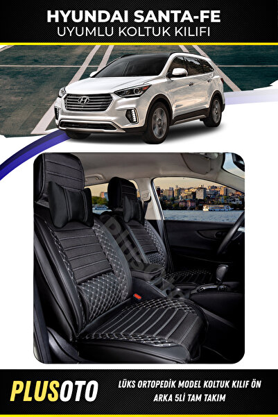 PlusOto مجموعة أغطية مقاعد السيارة المتوافقة مع Hyundai Santa Fe Plus Lux Ser...