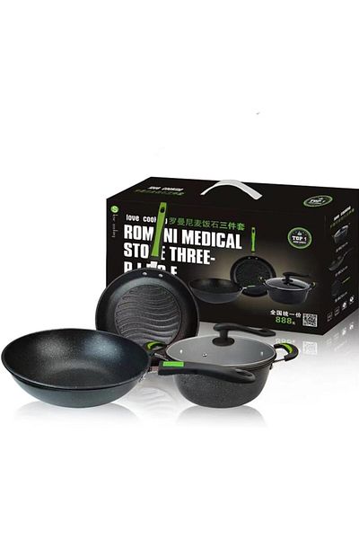 COOYA 3 Pcs Pots and Pans Set, for Kitchen, Dishwasher Safe & 100% Non Toxic