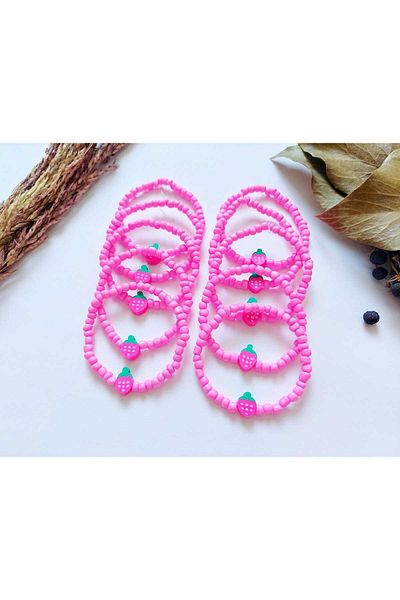 REN AKSESUAR Strawberry Girl's Bracelet, Graduation, Birthday, Party, Nursery, Kindergarten 25 Pieces