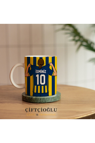 çiftçioğlu Kişiye Özel Baskılı FB-BJK-GS-TS Forma Tasarımlı Porselen Kupa