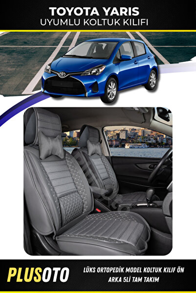 PlusOto مجموعة أغطية مقاعد السيارة المدخنة المتوافقة مع سلسلة Toyota Yaris Pl...