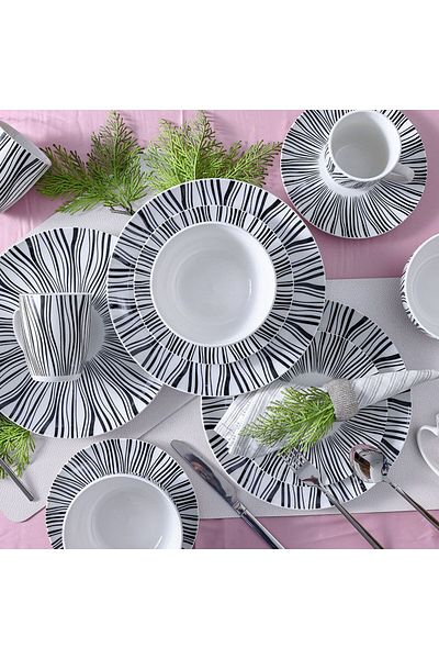 Danube Home Apollo 16-Piece Color Glazed Stoneware Dinner Set -Serves 4 Black