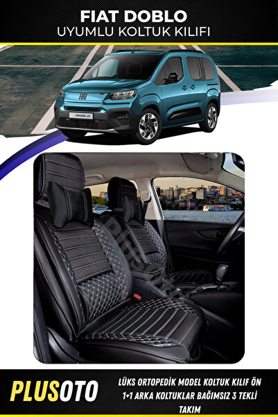 PlusOto مجموعة جديدة من أغطية مقاعد السيارة المتوافقة مع Fiat Doblo الخلفية 3...