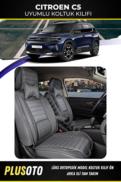 PlusOto Citroen C5 Compatible Plus Lux Series Smoked Car Seat Cover Set of 5 ...