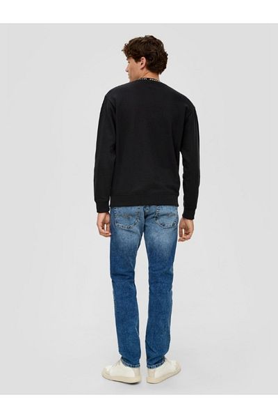 QS by s.Oliver Men's sweatshirt without zipper with contrasting details around the neck, QS by s.Oliver, Black