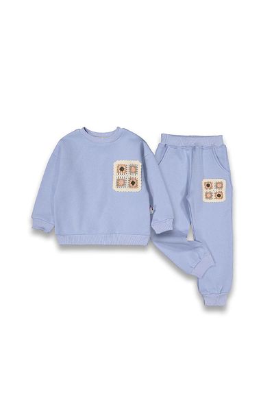 Lmn 3 Thread Girl's Suit with Knitted Pockets