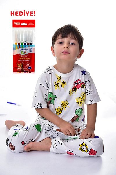 Huq Moda Set de pijamale pentru copii cu mâneci scurte pentru copii, cu figurine drăguțe