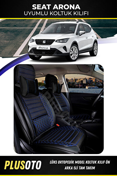 PlusOto مجموعة أغطية مقاعد السيارة المتوافقة مع سلسلة Seat Arona Plus Lux بال...