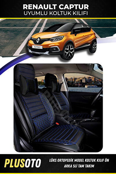 PlusOto مجموعة أغطية مقاعد السيارة المتوافقة مع سلسلة Renault Captur Plus Lux...