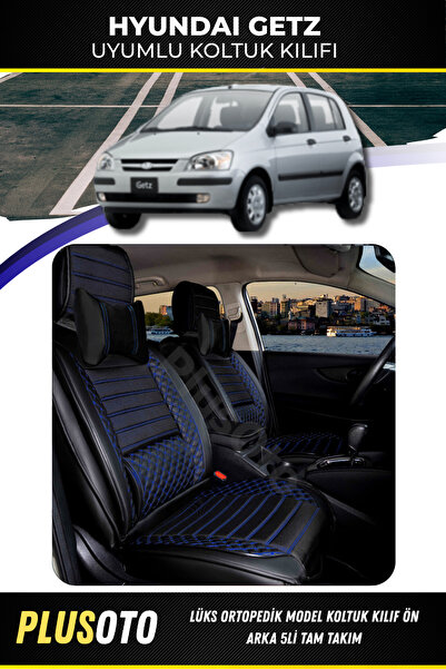 PlusOto Hyundai Getz Compatible Plus Lux Series Black Blue Car Seat Cover Set...