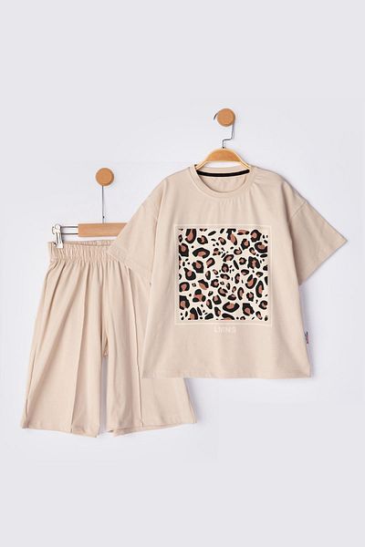 Lmn Leopard Full Licra Shorts Girl's Suit