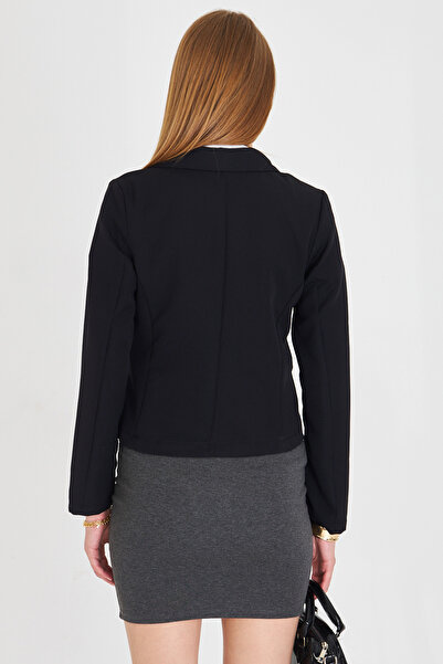 armonika Women's Black Single Button Crop Jacket Arm-22y001237