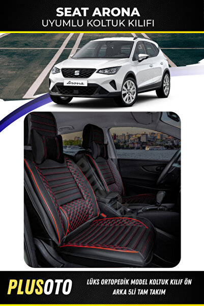 PlusOto مجموعة أغطية مقاعد السيارة المتوافقة مع سلسلة Seat Arona Plus Lux بال...