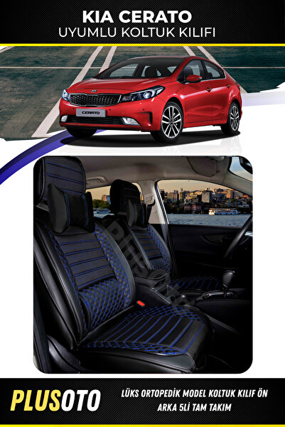 PlusOto Kia Cerato Compatible Plus Lux Series Black Blue Car Seat Cover Set o...