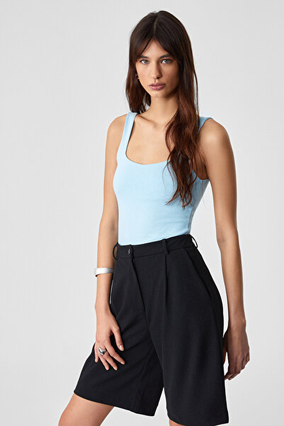 GRIMELANGE Sanukı Γυναικεία λεπτή κοντή μπλούζα με κούφιο γιακά