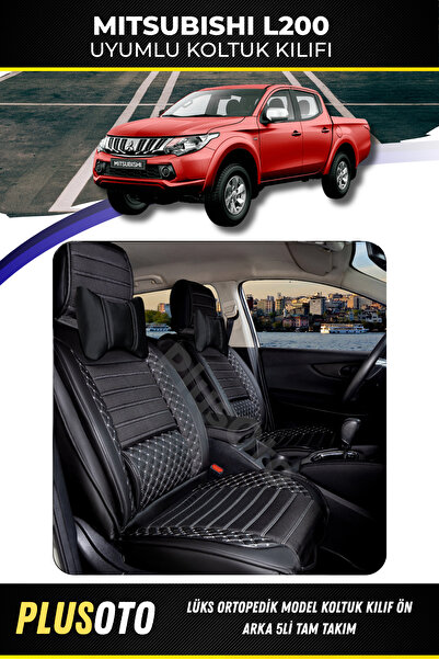PlusOto مجموعة أغطية مقاعد السيارة المتوافقة مع Mitsubishi L200 Plus Lux Seri...