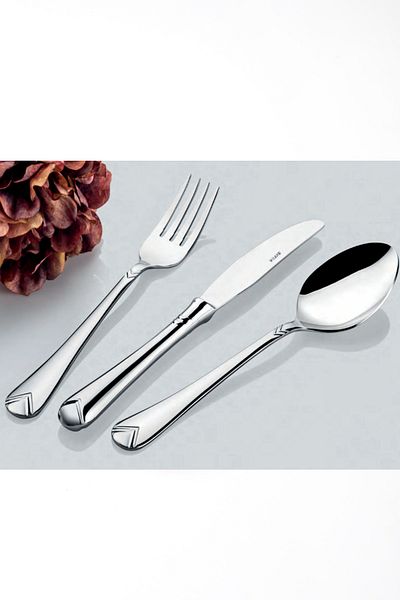 İNTER CELİK Crescent Model 90 Piece Spoon-Fork-Knife Set with Leather Bag