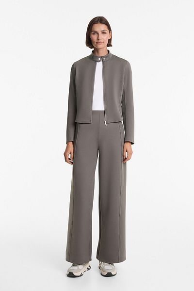 Oysho Brushed Neoprene-effect Wide-leg Trousers