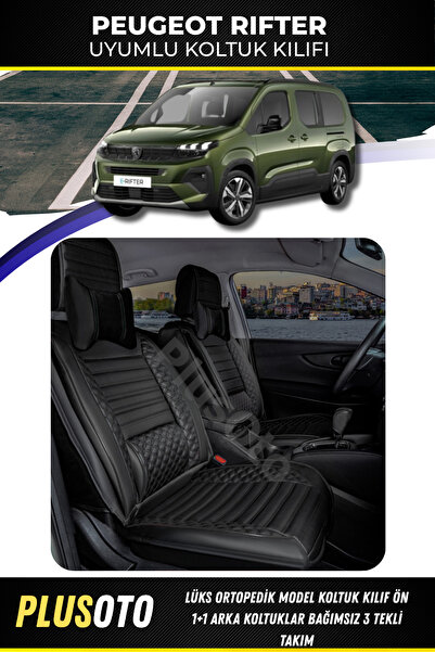 PlusOto مجموعة أغطية مقاعد السيارة الخلفية المتوافقة مع Peugeot Rifter 3 Sing...