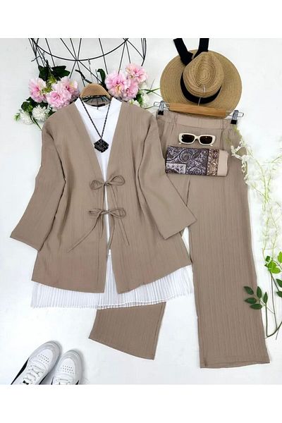 modasindoma Women's Linen Lace-Up Double Set