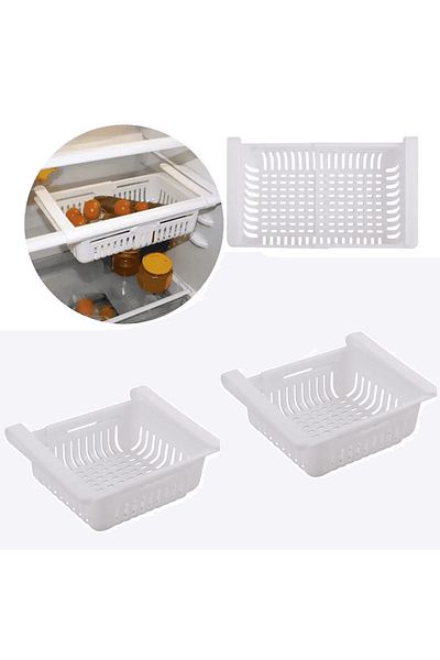 Köken Koken Set of 2 Expandable Refrigerator or Shelf Organizers, Efficient, Plastic, 28x15.5x6 cm