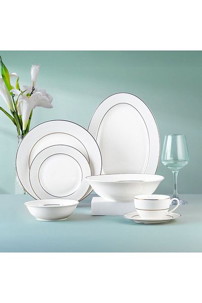 Danube Home Tranquil 44-Piece New Bone China Dinner Set-Serves -8