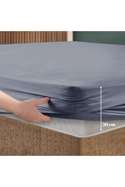 First Choice Σετ καλύμματος κρεβατιού με λάστιχο και μαξιλαροθήκη, 100% βαμβάκι ranforce, 100x200 εκ., Μπλε