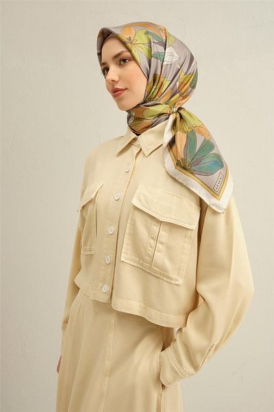 Armine Eșarfă din twill de mătase pură cu model 9312- 55