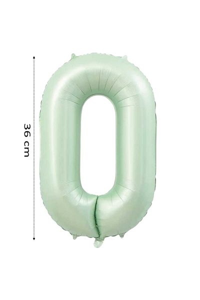 Onay Store Foil Balloon 0 Number Helium Balloon 36 cm Retro Green Color - 0 Age Balloon - 0 Age Balloon -0 Number Balloon