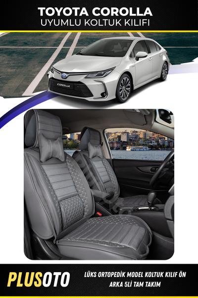 PlusOto مجموعة أغطية مقاعد السيارة المدخنة المتوافقة مع تويوتا كورولا بلس لوك...