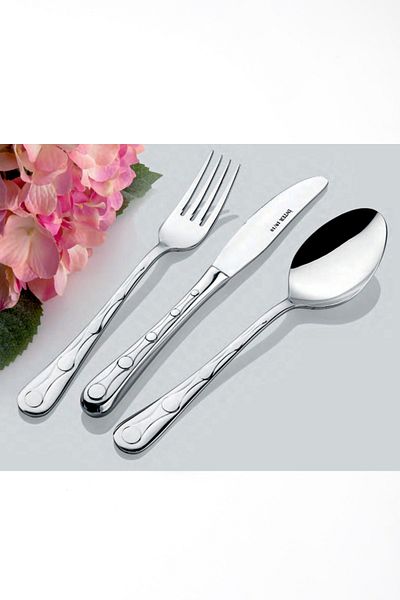 İNTER CELİK Nokta Model 90 Piece Spoon-Fork-Knife Set with Leather Bag