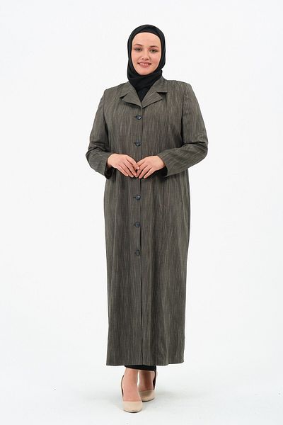 GLR&GYM Esmanur Women's Large Size Lined Buttoned Men's Collar Mother's Overcoat